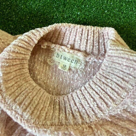 Btween Girls' Long Sleeve Subtle Metallic Sparkle Pink Knit Sweater Top Size 10 - Picture 7 of 11